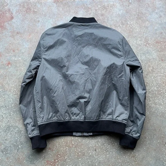 Wallace & Barnes Mens Gray Nylon Cotton MA-1 Military Bomber Jacket XL Talon Zip - Picture 3 of 11